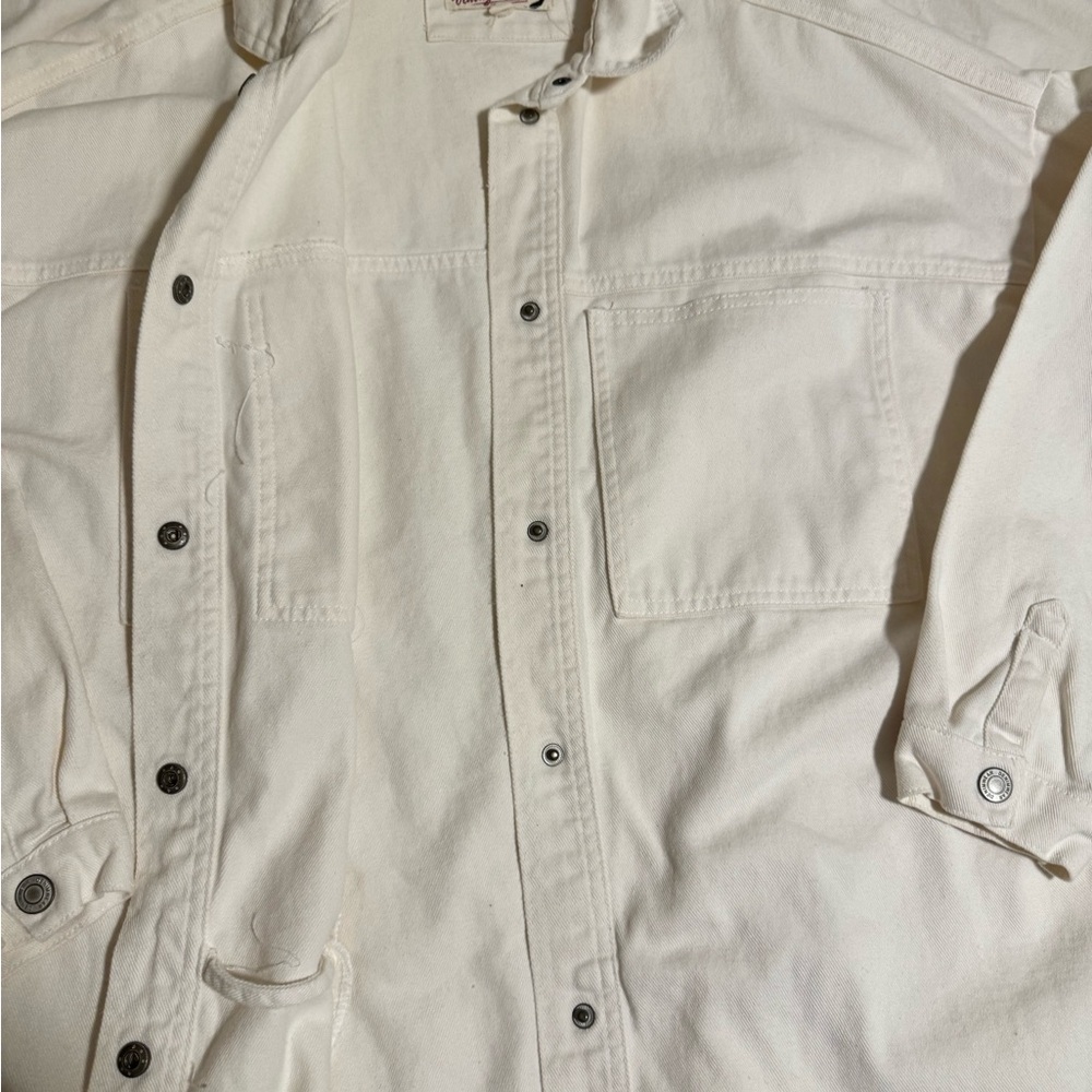 Cream Button-Up Denim Jacket - Picture 2 of 3